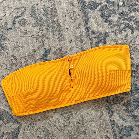 AERIE Textured Golden Yellow Bandeau Swim Top - Picture 1 of 3